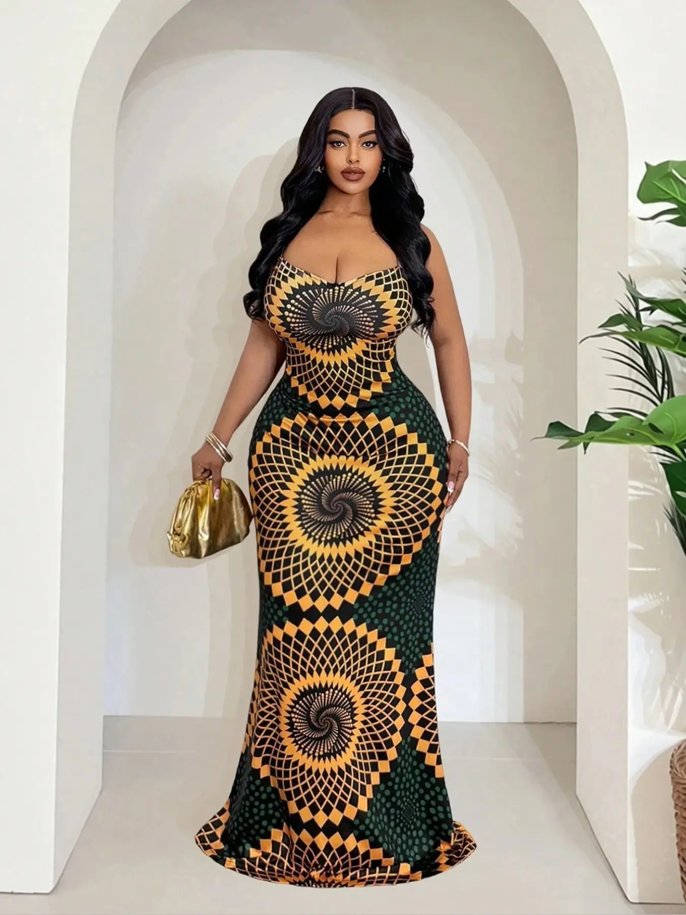 Women's African Print Bodycon Maxi Dress, Sexy Spaghetti Strap Summer Party Dress, Elegant Classy Flattering Evening Wear, Perfect for Special Occasions