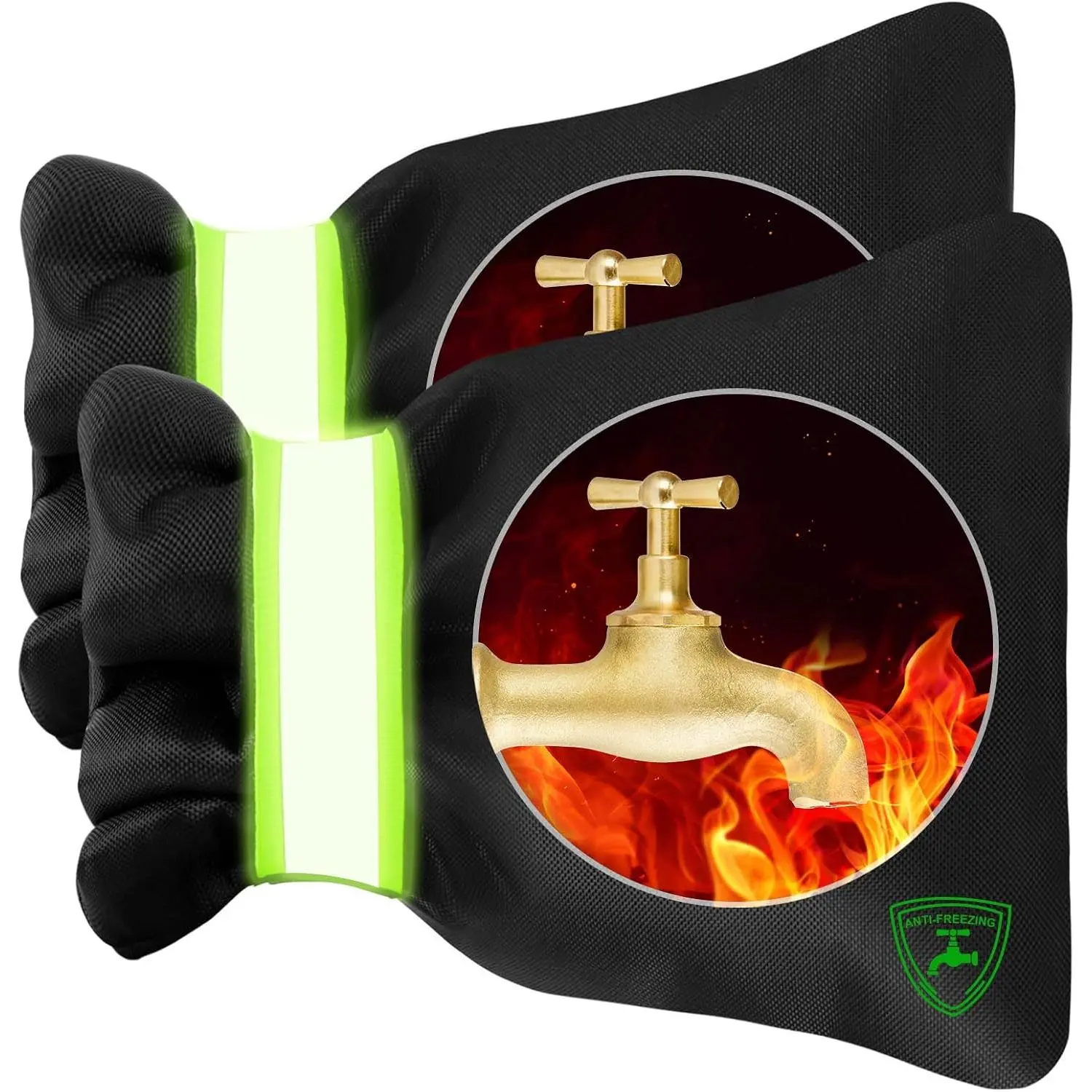 2Pack Outdoor Faucet Covers for Winter, 6.7" W x 8.3" H Hose Bib Covers |  Insulated Spigot Cover for Freeze Protection,  and with Reflective Strips