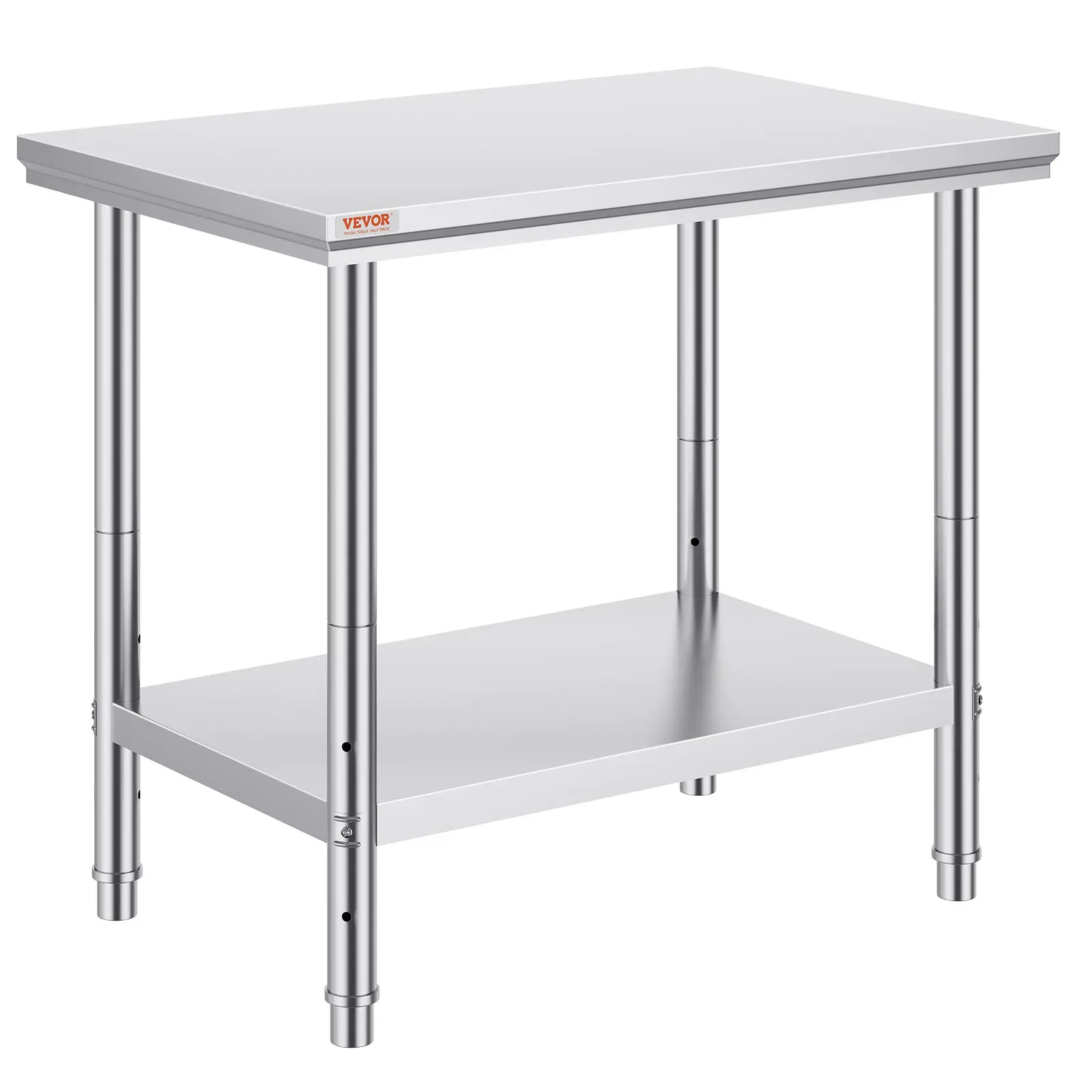 【DealsForYouDays】VEVOR Stainless Steel Prep Table, 900x600x800 mm, 700 lbs Load Capacity, Heavy Duty Metal Worktable with 3 Adjustable Height Levels, Commercial Workstation for Kitchen Garage Restaurant Backyard