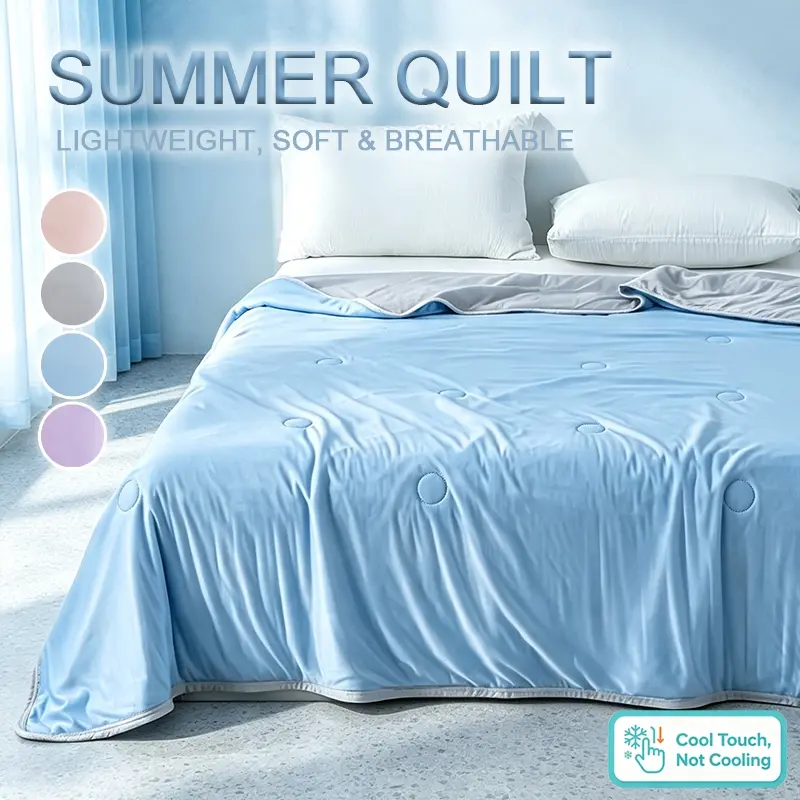 Smooth Fabric Reversible Comforter, Lightweight Portable Design, Suitable for Bedroom, Sofa Rest and Short‑Term Overnight Stays