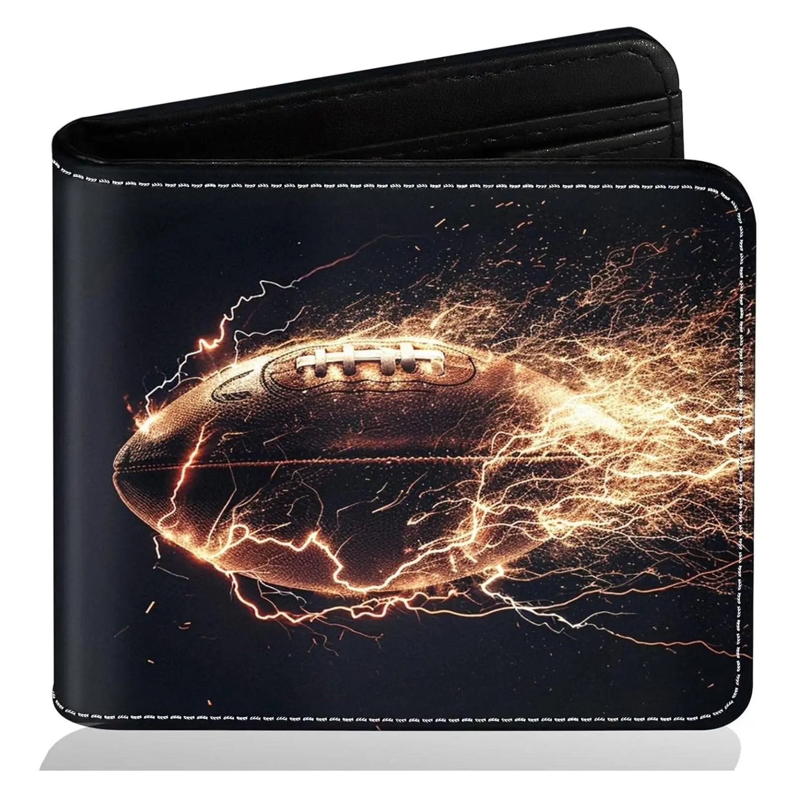 Boys Leather Bifold Wallet with RFID Blocking, Coin Pocket & ID Window - Funny Football Design for Teens Kids Ages 8-15, Birthday Christmas GiftsGift
