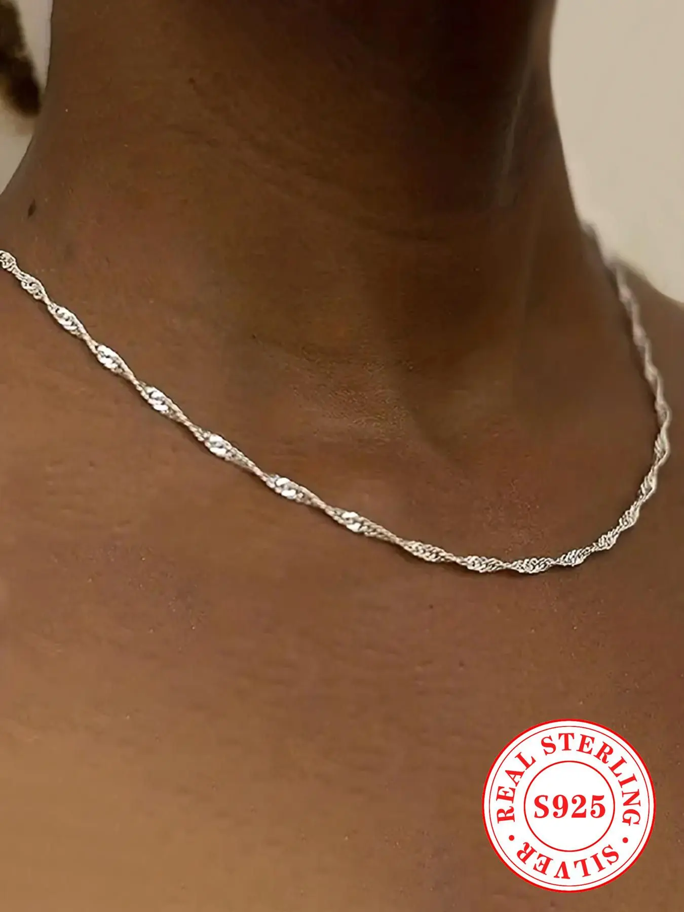 1 PC Simple 925 Sterling Silver  Necklace Wedding Jewelry for Women Fine Jewelry