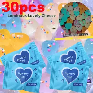 30pcs Triangular Glowing Blind Bags Cute Smiley Face Resin DIY Ornaments Statues Family Cartoon Dumpling Gifts