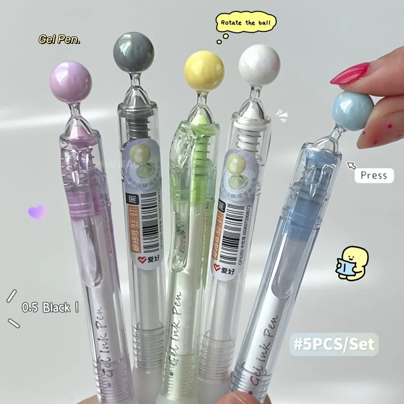 5/10pcs Fun Creative Shake Bean Neutral Pen, 0.5mm Quick-Dry Ink, Clip Design, Soft Grip, Smooth Writing, Office Supplies, Party Gifts, Cute Pens