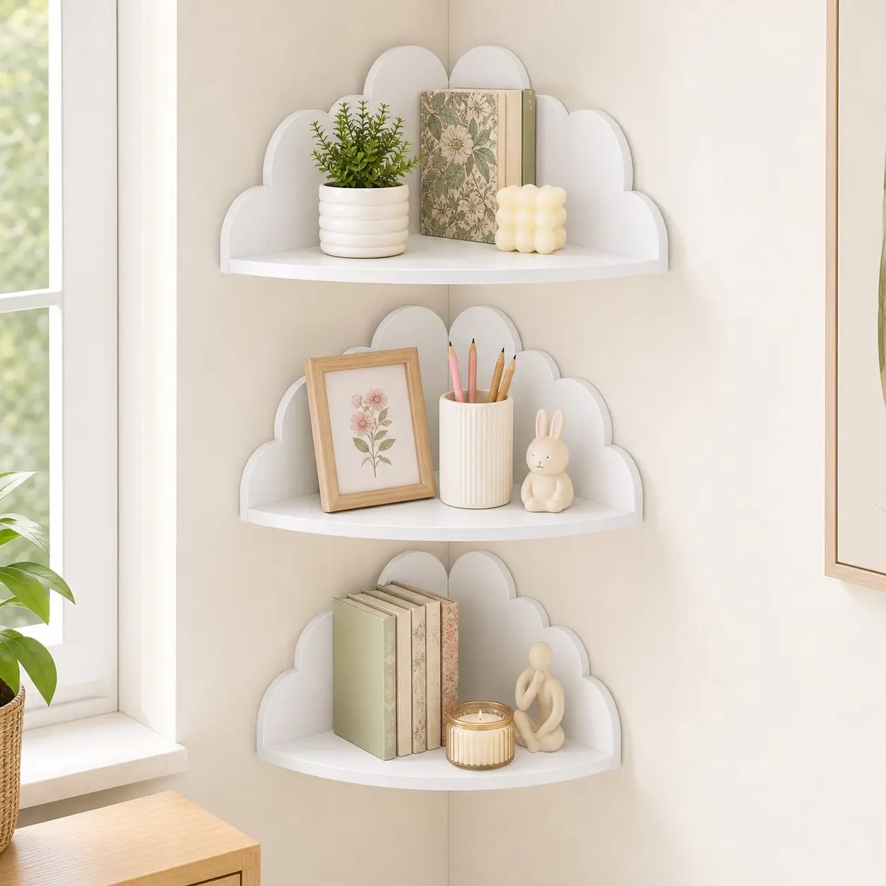 3-Piece Acrylic Lightweight Floating Shelf Set, Wall-Mounted Multi-Functional Corner Rack, Home Decor for Living Room, Bathroom, Balcony, Kitchen, Bedroom