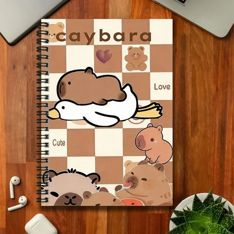 A spiral notebook, Spiral notebook journal, with a capybara pattern, its cover is eye-catching, It's an aid for work and study, suitable for daily plans and diary notes, a gift choice for graduation ceremonies, birthdays, and other occasions