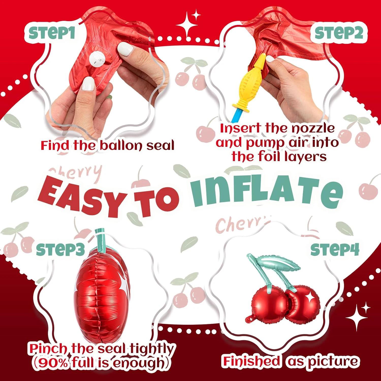 2/4/5/6pcs Cherry Aluminum Film Balloon Fruit Theme Sweet Girl lovely Cherry Birthday Party Valentine Scene Decoration Balloon