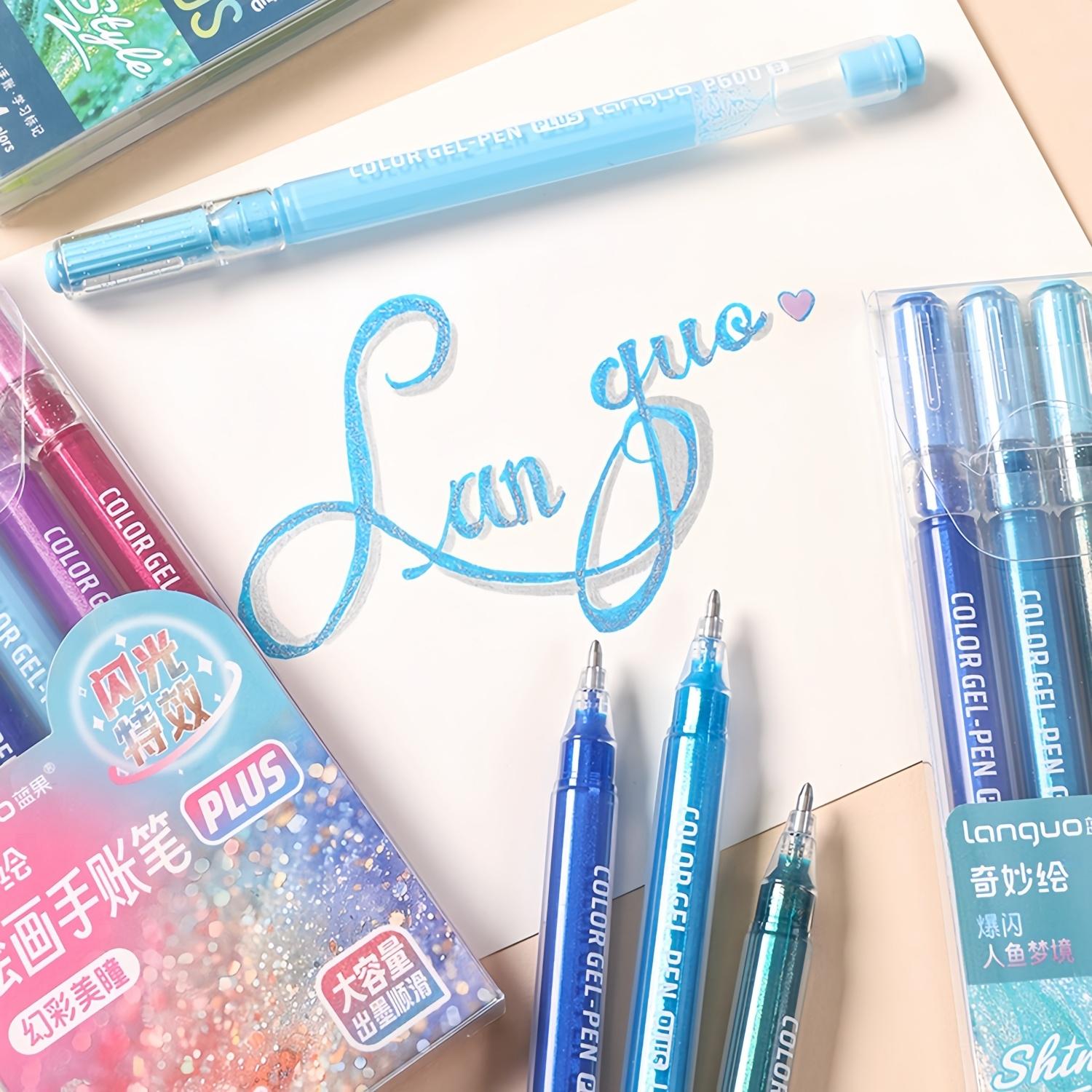 Glitter Gel Pen Set, 6 Counts/set 1.0mm Fine Tip Large Capacity Colored Drawing Pen, Sparkle Paint Pen for DIY Craft Making, Coloring, Doodling