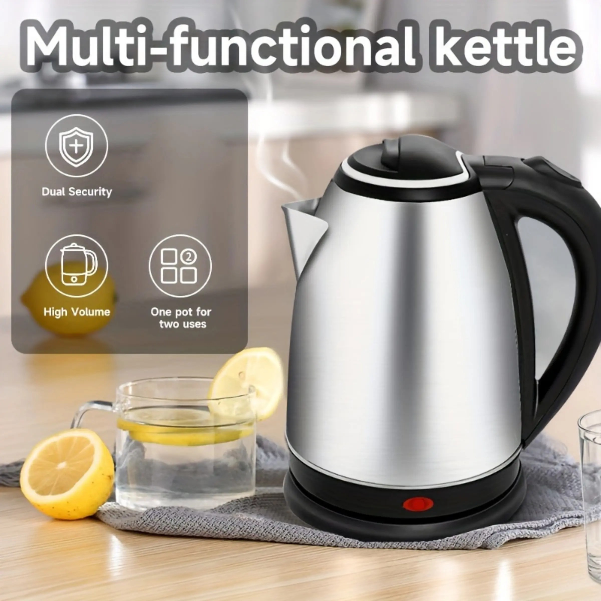 1.7L Electric Kettle, Stainless Steel Tea Kettle with Fast Boil, BPA-Free Design, Auto Shut-Off and Boil-Dry Protection for Tea and Coffee, Water Kettle, Automatic