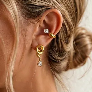 Y2K Viral Gold Knot Drop Earring Main Character Energy Baddie Aesthetic Crystal Statement Jewelry