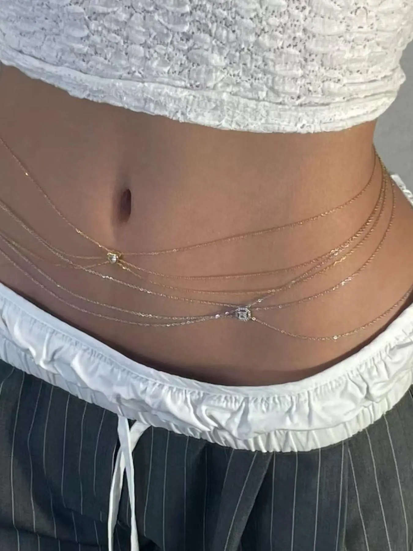Sexy Chic Waist Chain Accessory, Multi-Layer Metal Flashing Rhinestones, Trendy Fashion Jewelry for Women, Elegant and Stylish Design