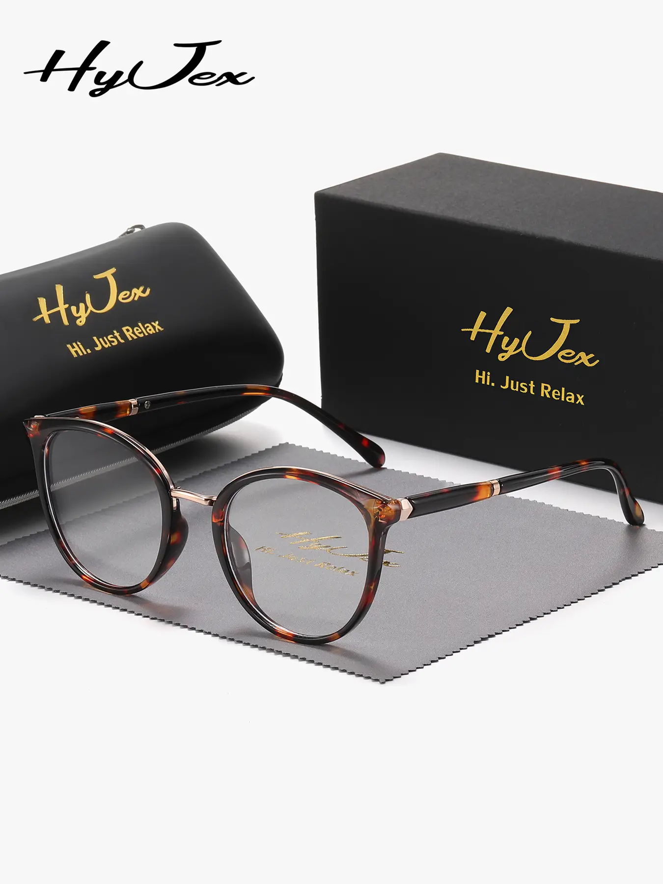 HyJex 1 Piece Unisex Teacher Style Full Frame Plaon Glasses Highlight Wisdom Square Circular Frame Plaon Glasses