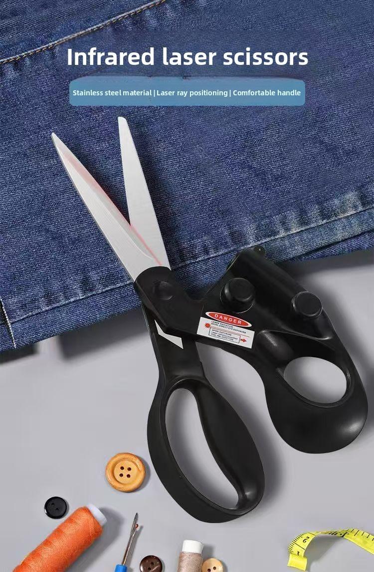 Infrared Laser Cutting Scissors Multi-Purpose Stainless Steel Laser Beam Positioning for Clothing Sewing & Fabric Cutting with Line Head Design