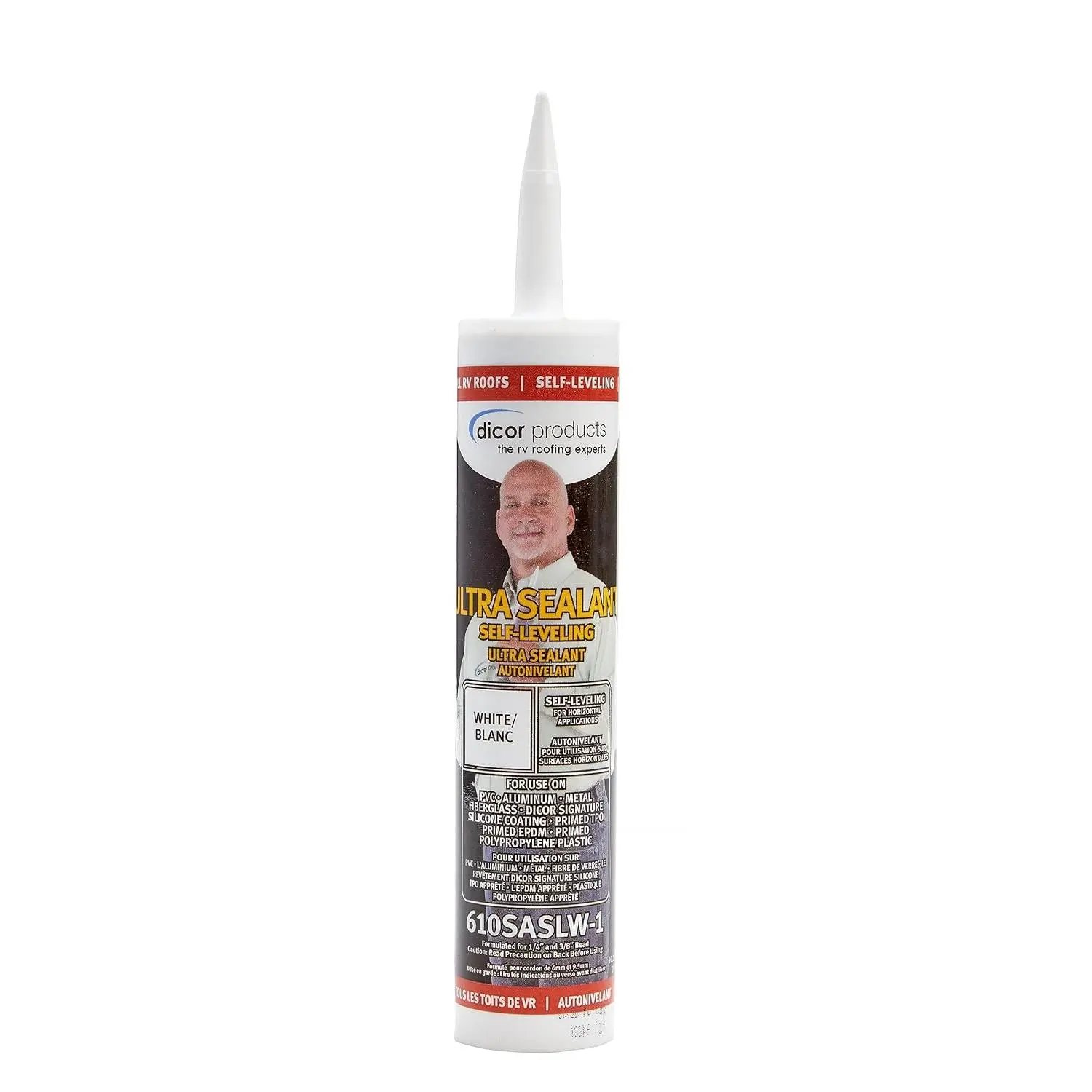 610SASLW-1 Self-Leveling Sealant System - 10.1 Oz, White, High, Non-Yellowing, Fast Curing,, Compatible, UV Stabilized