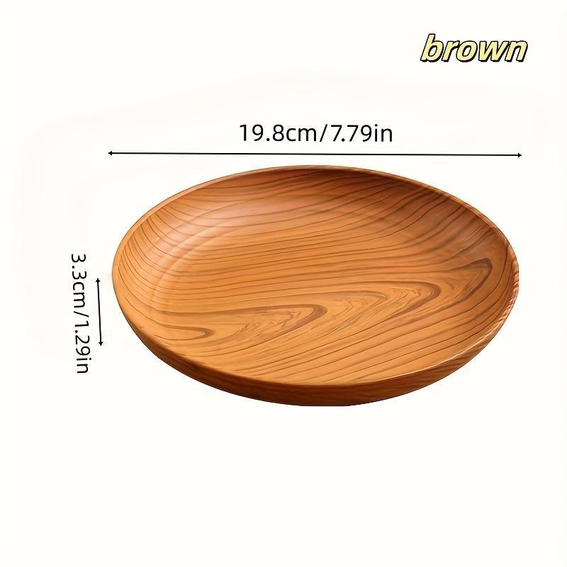 10 creative wood-pattern plastic plates with circular stripe design, high-quality and lightweight, suitable for home use, dessert shops, commercial snack and fruit trays, cup and plate storage, cake and dessert serving plates