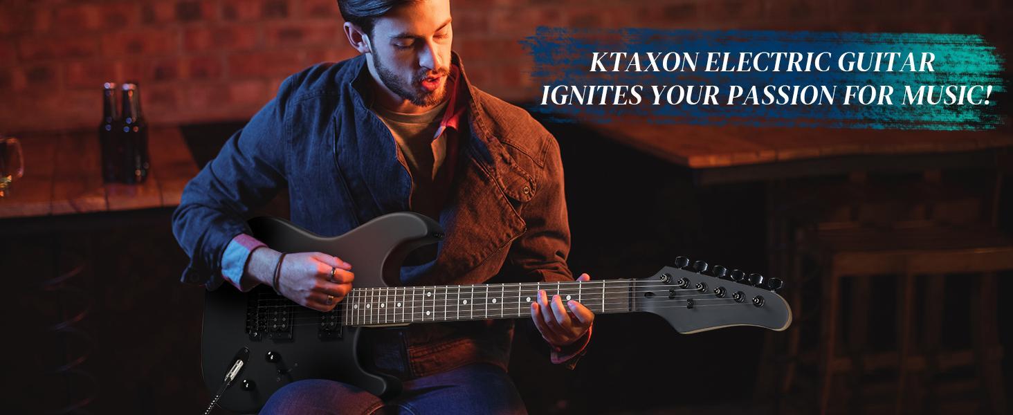 Ktaxon 39 Inch Electric Guitar, Full Size Solid Body H-H / H-S-S Pickups 6 Strings Beginner Guitar Kit With AMP, Upgrade Cable & Guitar Capo, Tremolo Arm, Gig Bag & Strap (Matte Back)
