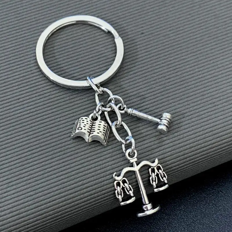 Balance, Judge and Book Keychain for Lawyer, Backpack Pendant Handmade DIY Bag Accessories