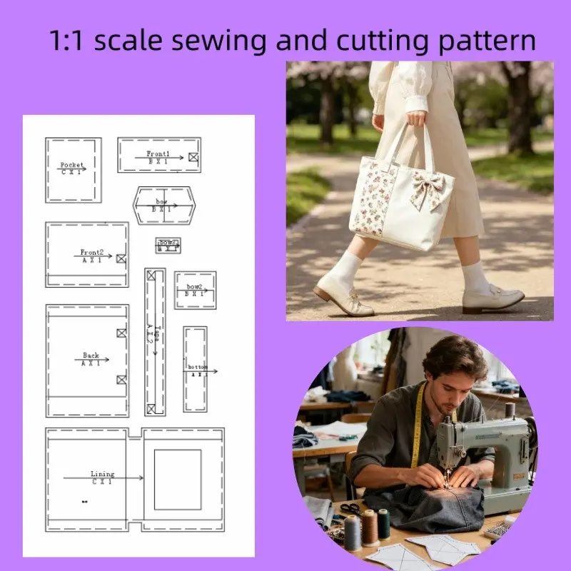 Handmade Bag Sewing Template, DIY Craft Kit for Unique Designs, Perfect for Custom Fabric Projects, Not Finished Bags, Sewing Supplies