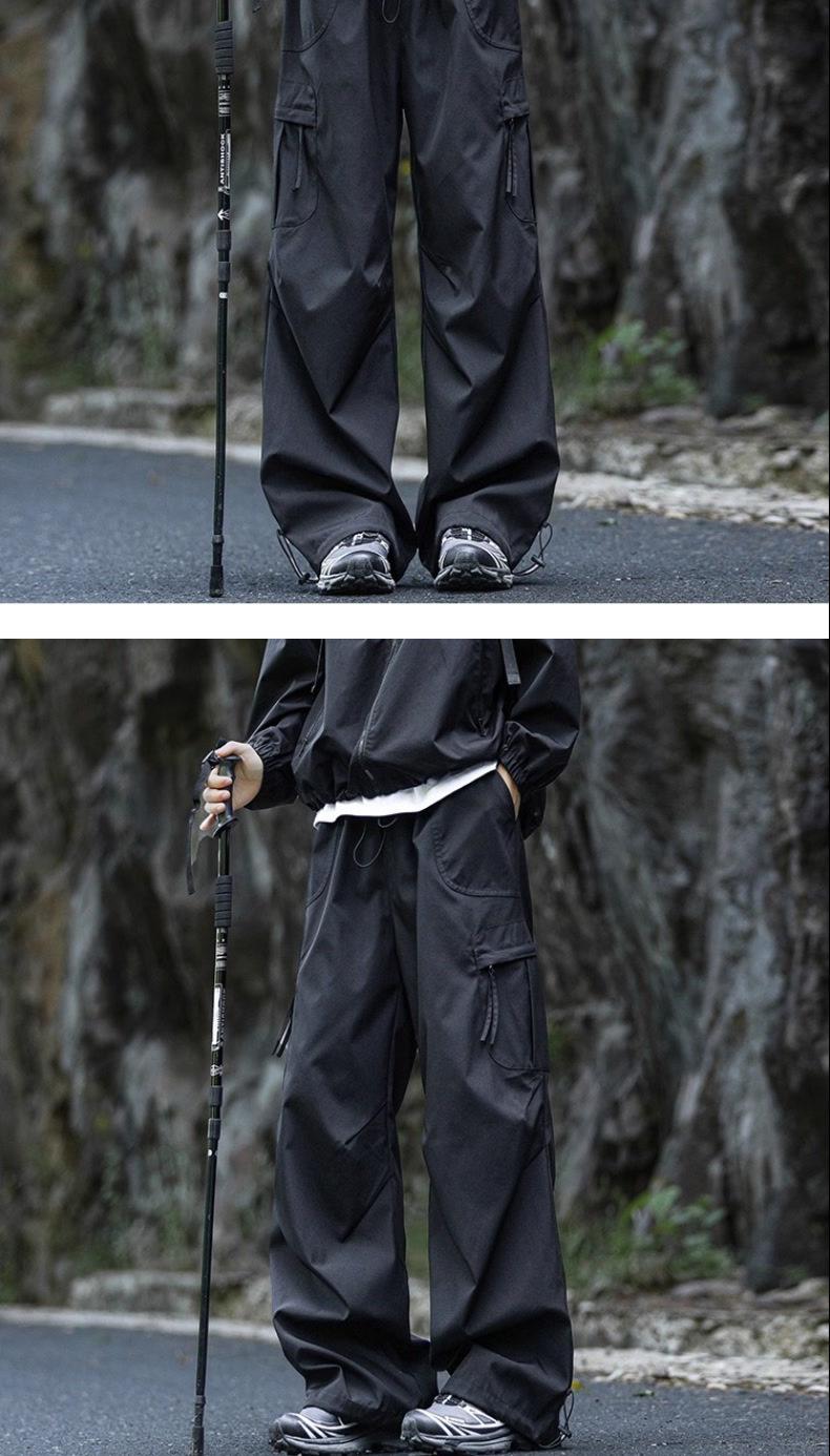 Men's Techwear Quick-Dry Outdoor Cargo Pants - Loose Fit Hiking Pants with Pleated Design, Streetwear Trend