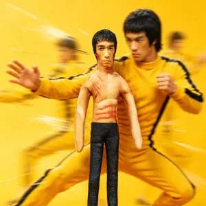 Handmade Fabric Bruce Lee Action Doll 3 Styles Set Game Of Death Yellow Suit Muscle Version Kung Fu Master Figurine Home Decor Collection Gift For Men Fans