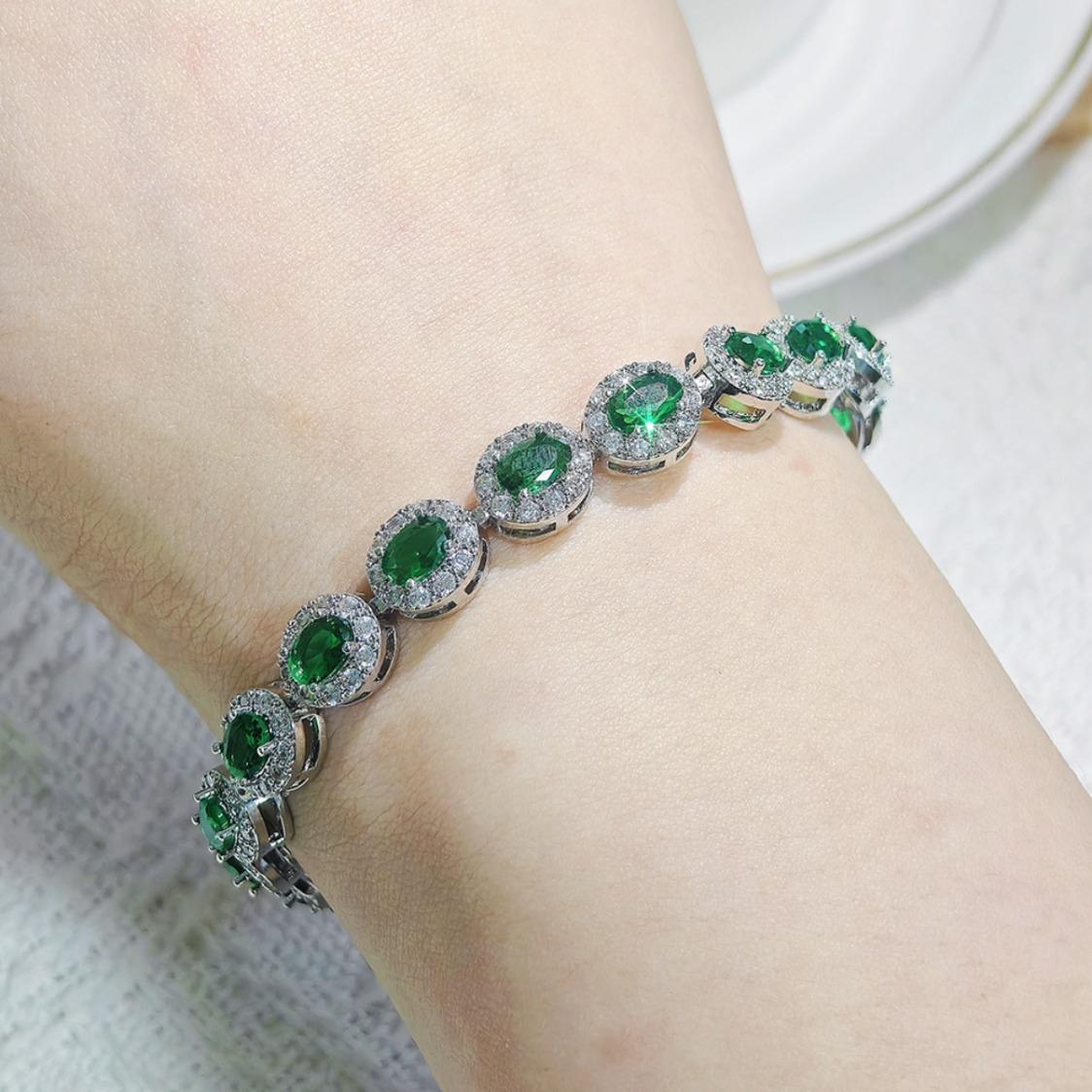 Luxury Colorful Moissanite Bracelet Bangle Elegant Fashion Jewelry Moissanite Wedding Engagement Anniversary Birthday Party Gift For Women Girlfriend Wife Lady