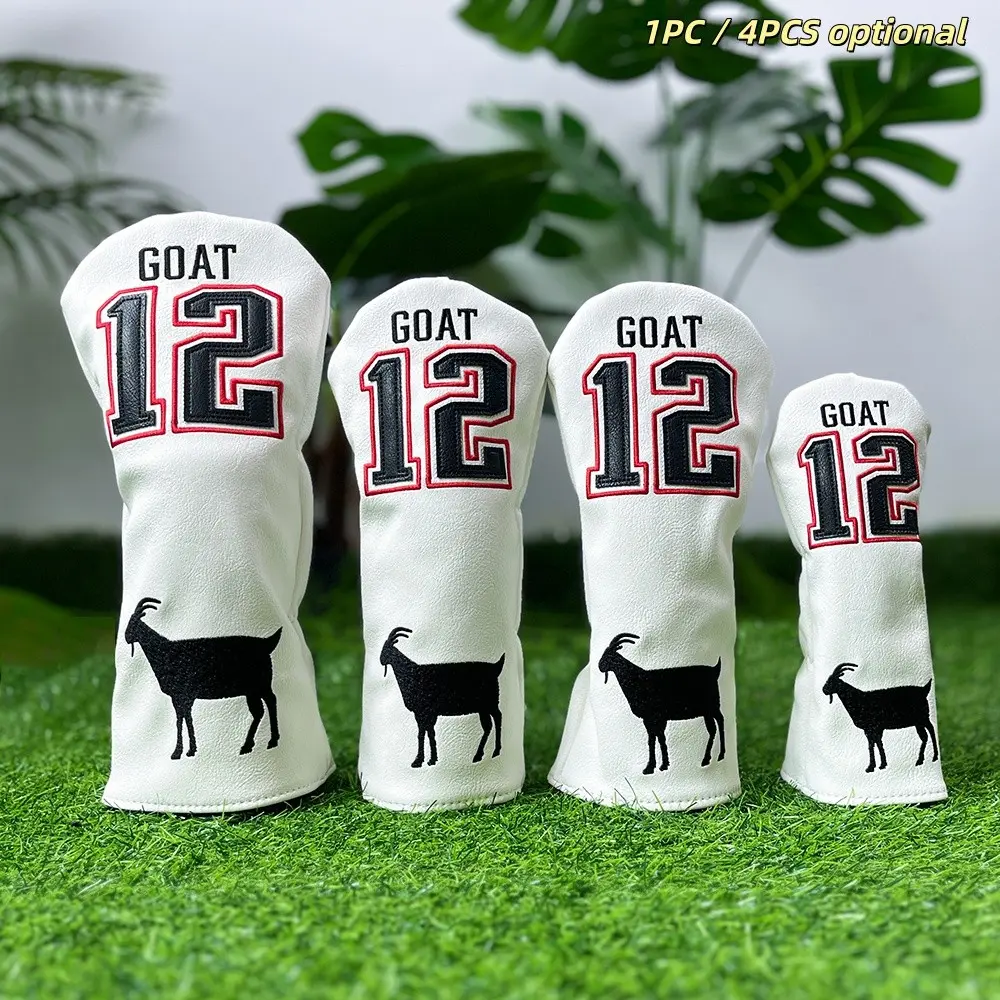 Number Goat Embroidery Golf Wood Head Cover, Premium Waterproof PU Protector, Anti-Scratch Unisex Headcover, Ideal Gift for Golf Lovers