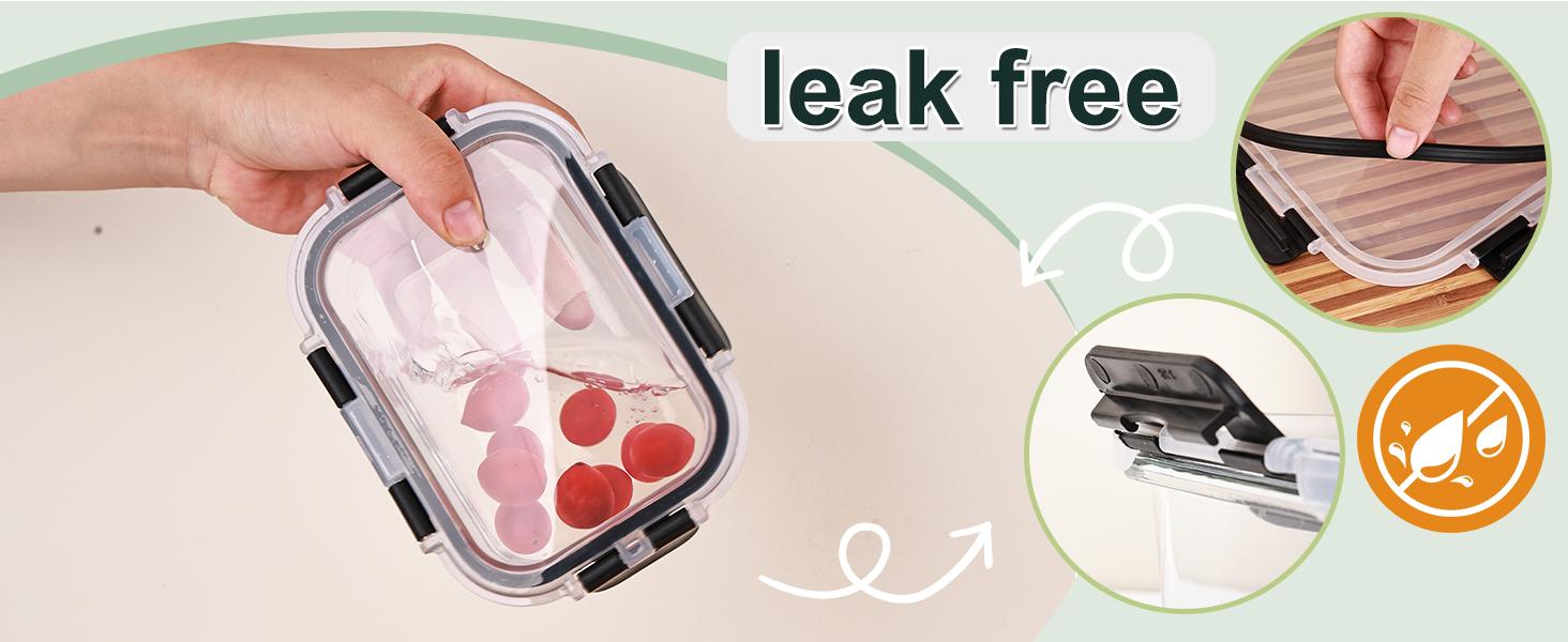 8 Pack Glass Food Storage Containers with Lids, Meal Prep Containers, Airtight Bento Boxes with Leak Proof Locking for Microwave, Oven, Freezer and Dishwasher, BPA Free