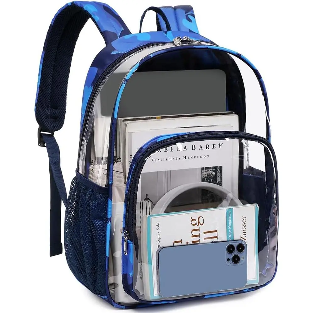 Clear Backpacks for School Heavy Duty Transparent See Through Clear Backpack Stadium Approved Clear Bookbag for Boys College School Clear Backpack for Concert Work  Travel