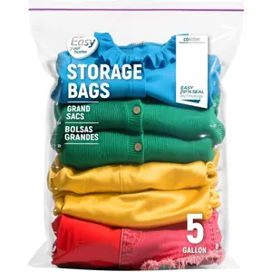 5 Gallon Zipper Lock Storage Bags,18"x24",  Size Plastic Freezer Bag with Zipper for ,Clothing,Travel,Moving,,2-Mil Thick