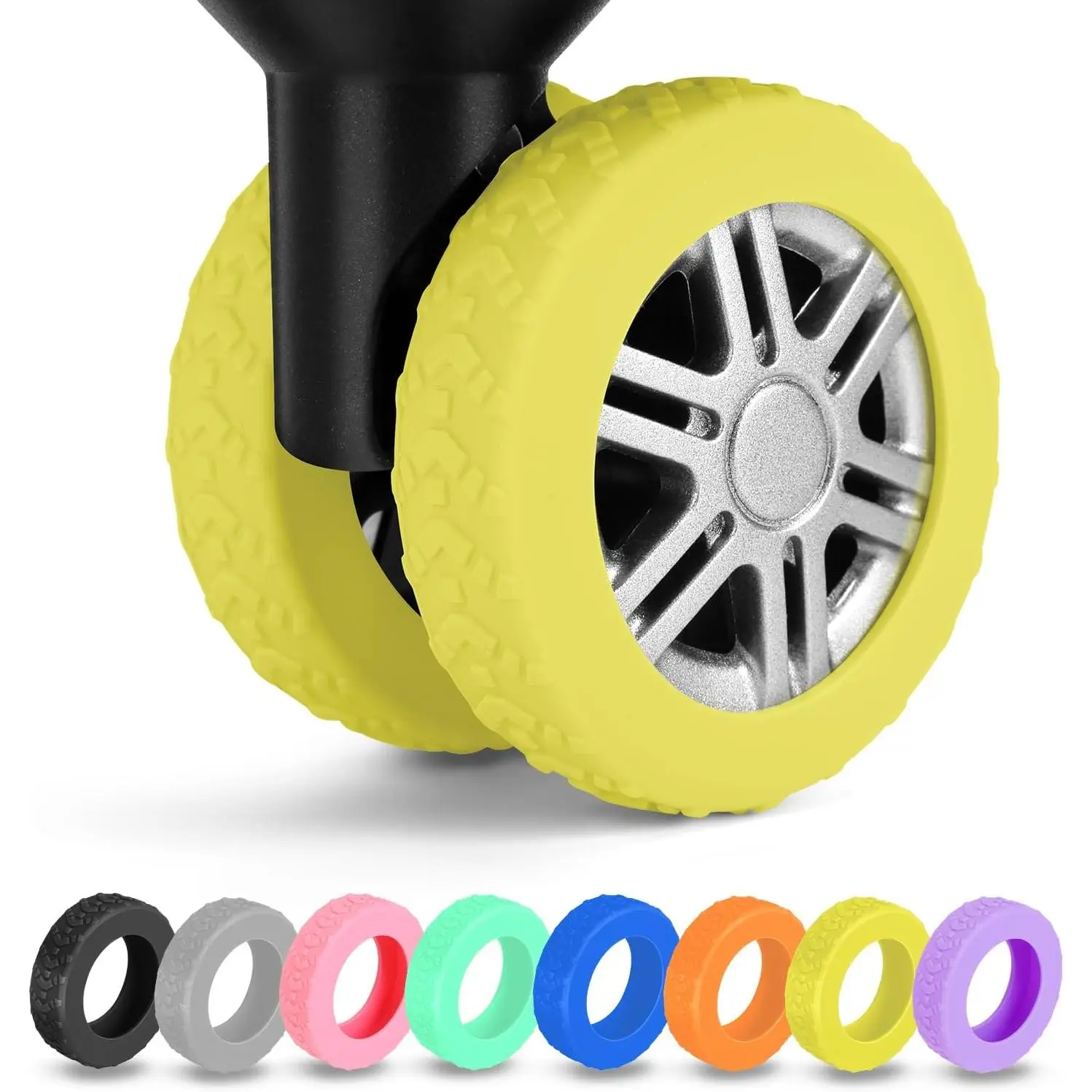 8 Pack Luggage Wheel Covers for  Spinner Wheels,  Suitcase Wheel Protectors for 2.0"-2.4" Wheels, Noise Reducing & Anti-Scratch Tire Sleeves, Travel Accessories for Checked & Carry