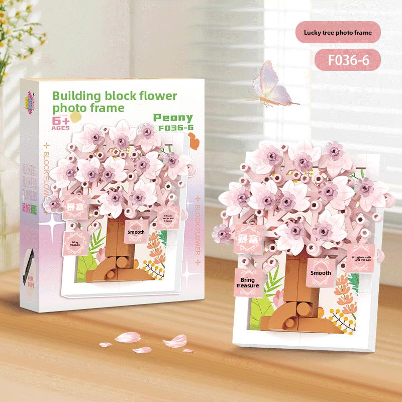 Picture frame, building blocks, bouquet, preserved flowers, carnations, sunflowers, DIY girls' holiday