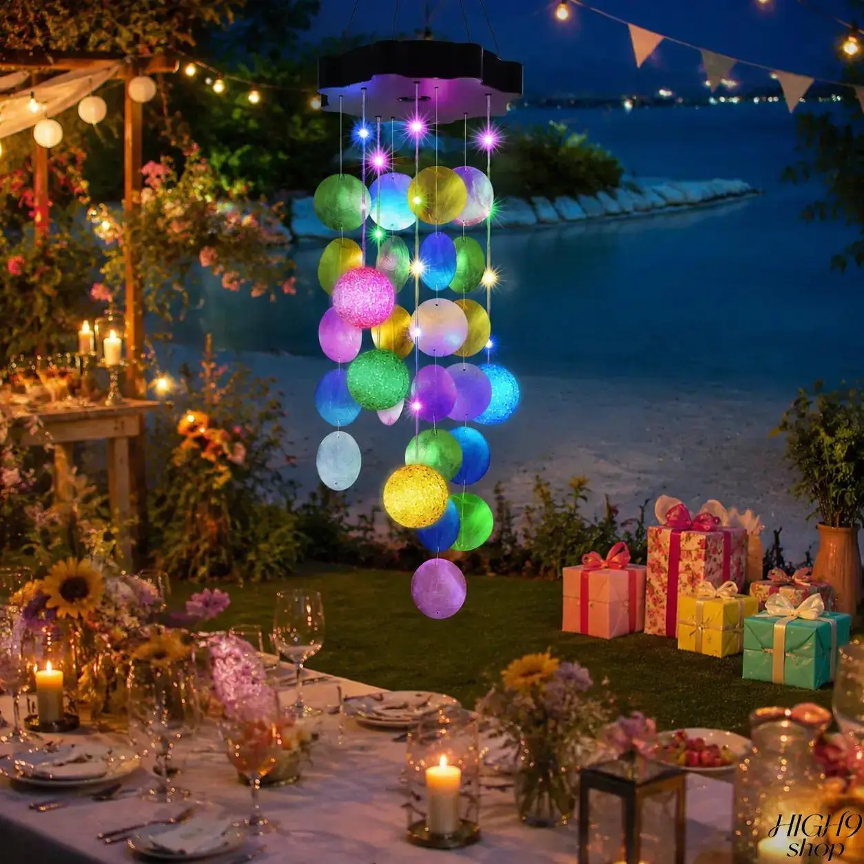 Colorful Solar Powered Shell Wind Chime Hanging Light For Summer Garden Styling, Waterproof And Weatherproof Outdoor Decor Suitable For Porch, Patio And Yard, Warm Thoughtful Holiday Gift Option For Mom, Grandma And Other Female Recipients