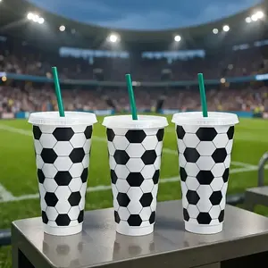 Best-selling water cup 24OZ TEMU label printing and drop shipping football-themed water cup plastic cup best-selling factory wholesale