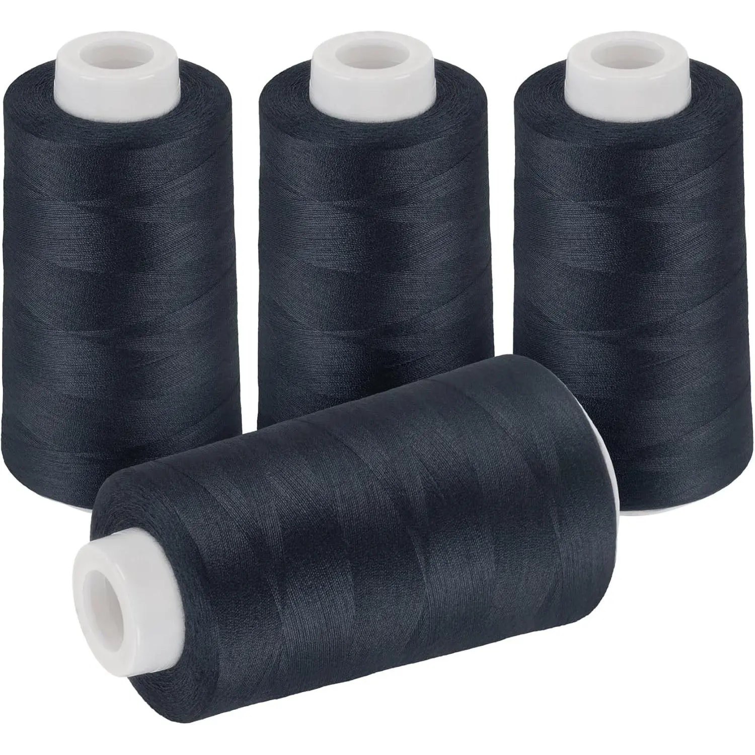 Women's Sewing Supplies 4-Pack Navy Blue Denim Polyester Sewing Thread, Long Yardage 3000yd, for Jeans, Serger Overlock Machines