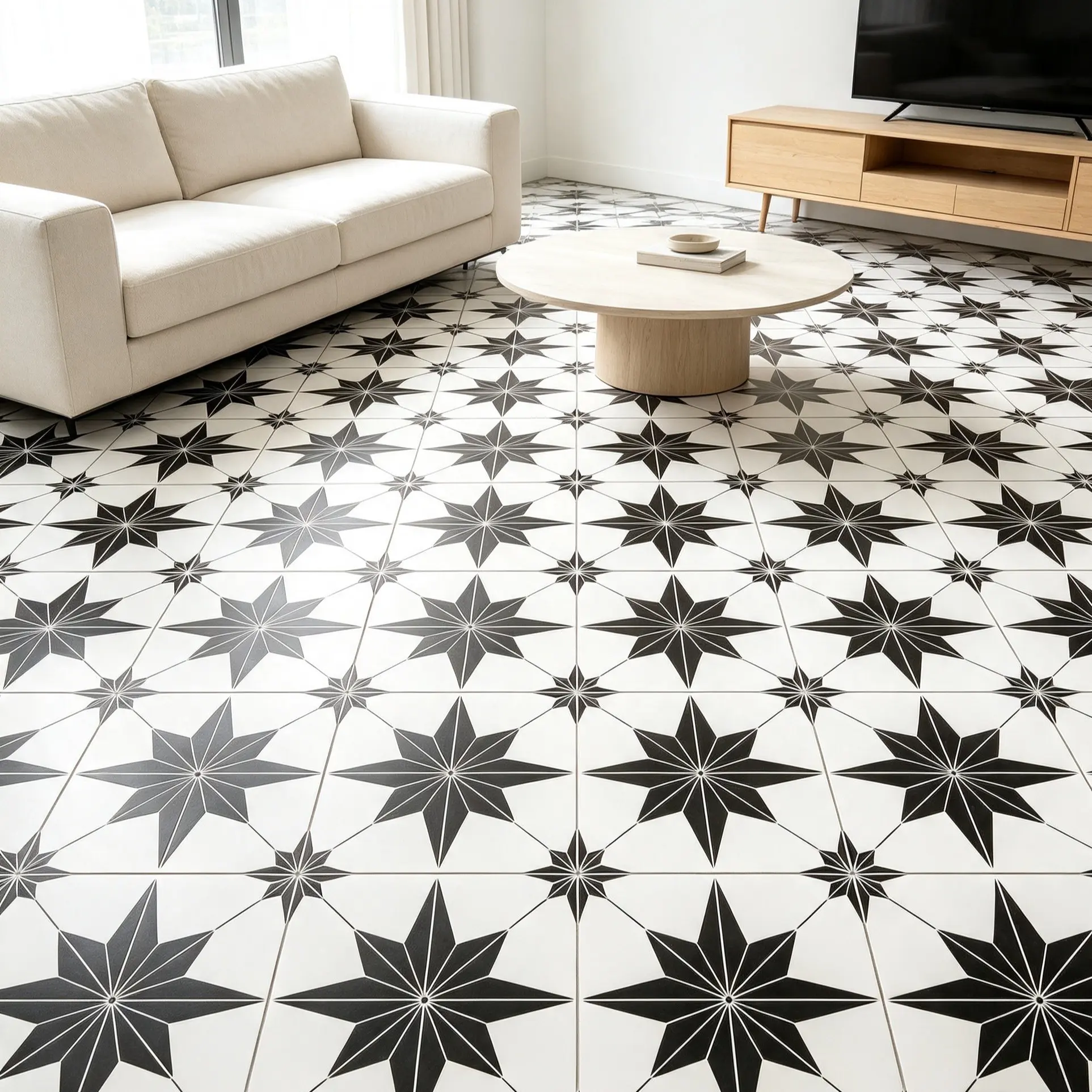 20pcs Peel-And-Stick Floor Tiles, Waterproof Star Pattern, Blue Vinyl, DIY for Bathroom Kitchen Fireplace Pet House Staircase Bedroom Wall Store
