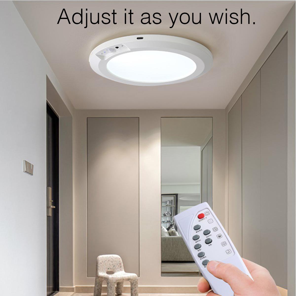 Wireless Ceiling Lights Battery Operated with Remote, Auto Motion Sensor, Ultra-Slim Dimmable Ceiling Mounting Lamp with 3 Colors