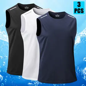 Men's 6-Color Quick-Dry Sleeveless Tank Tops Ideal for workouts, jogging, and everyday lounging. Soft against the skin, breathable mesh fabric, reflective strip detail, slim athletic fit.