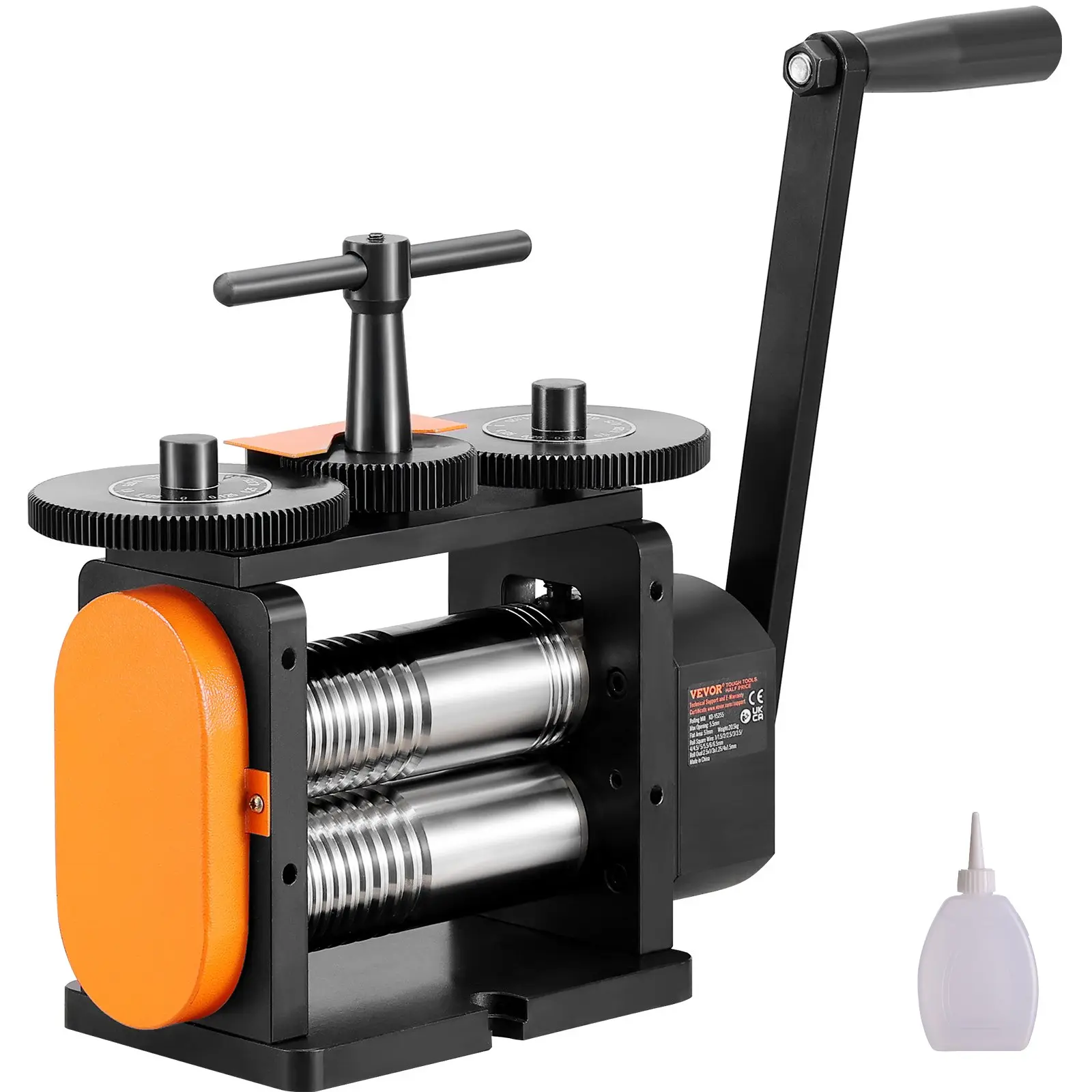 VEVOR Rolling Mill, 2.24"/57 mm Jewelry Rolling Mill Machine, 1: 2 Gear Ratio, 3-in-1 Multi-function Rolling Mill, 0-5.5 mm Press Thickness for Metal Jewelry Making Sheet Square Wire Elliptical
