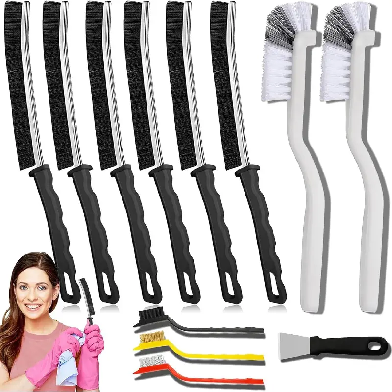 12 Pack Ultra-Thin Crevice Gap Cleaning Brushes with Heavy Duty Hard Stiff Bristles, Deep Grout Scrubber Tool for Tiny Narrow Spaces, Multipurpose Cleaner for Bathroom Toilet Bathtub Kitchen Sink Window Tracks Tile Lines Household Stain Removal Organizing