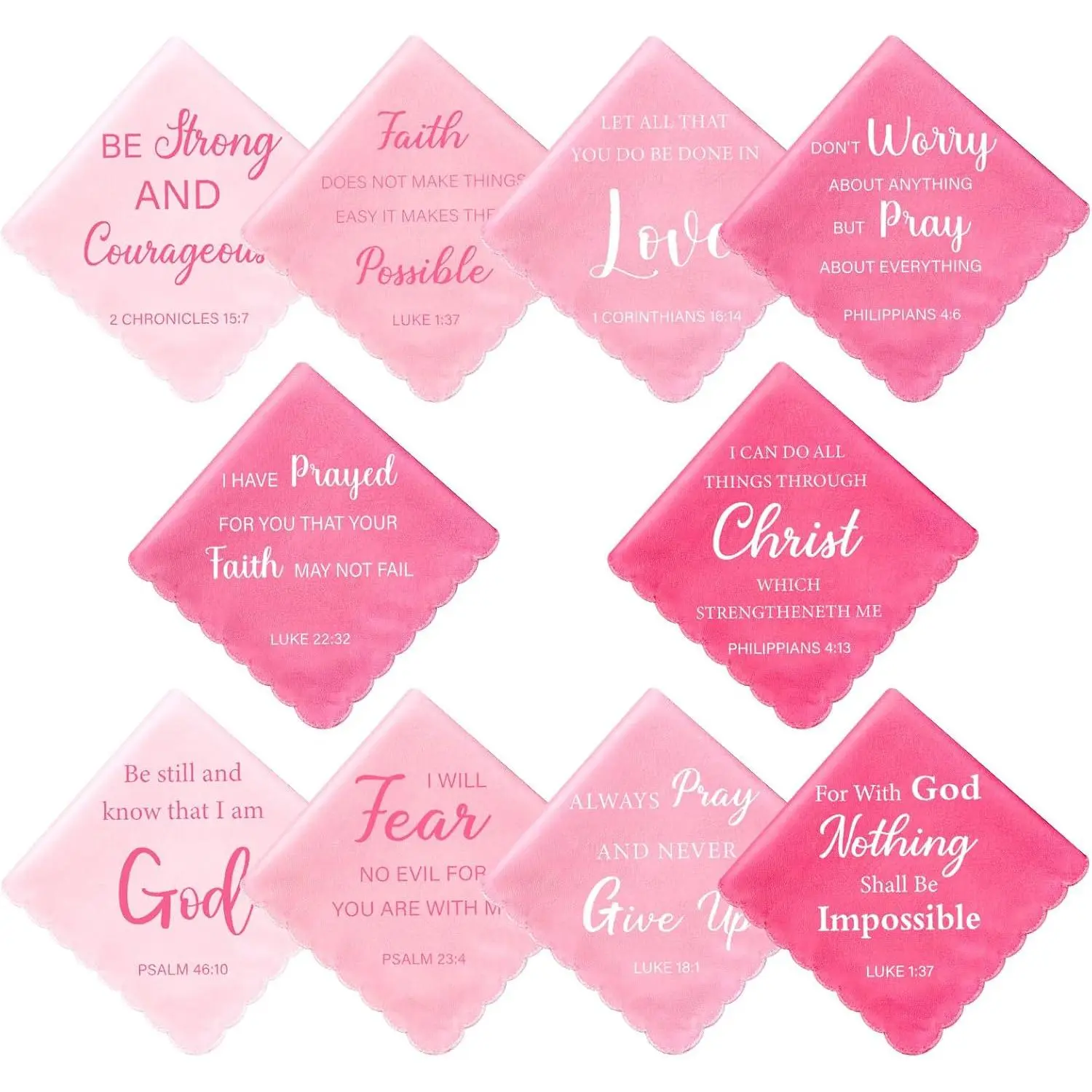 10 Pcs Pink Mother's Day Christian Gift for Women Church Handkerchiefs Bible Verse Cotton Fabric Ladies Hankies Gifts