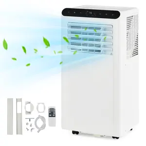10000 BTU 4-in-1 Portable Air Conditioner and Heater, Mobile AC Unit Supports Cooling Heating Dehumidifying Fan Modes, Quiet Operation Remote Control 24H Timer, Cools & Heats Up to 450 Sq.Ft, Complete Window Kit Included