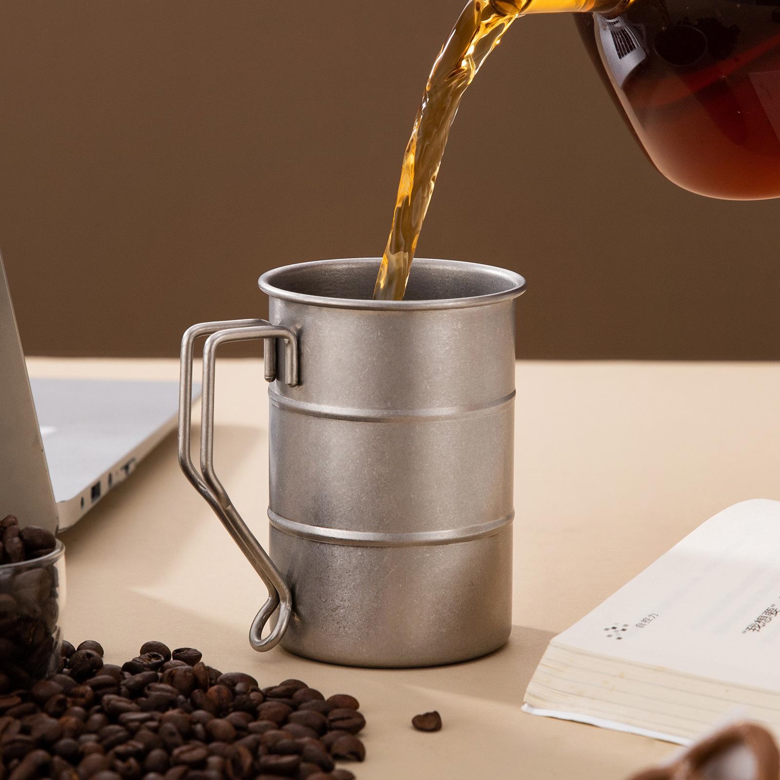 Stainless Steel Coffee Mug, 16oz Beer Cup, Vintage Bamboo Style, Ideal for Collectors & Parties, Outdoor Camping Water Bottle