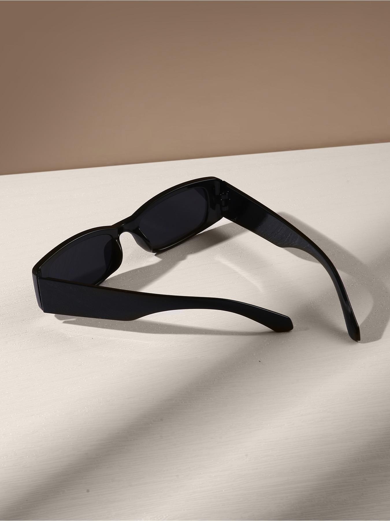 Unisex Vintage Rectangle Frame Sunglasses, Trendy Casual Full Rim Sunglasses for Everyday Use, Fashion Accessories for Outdoor Activities