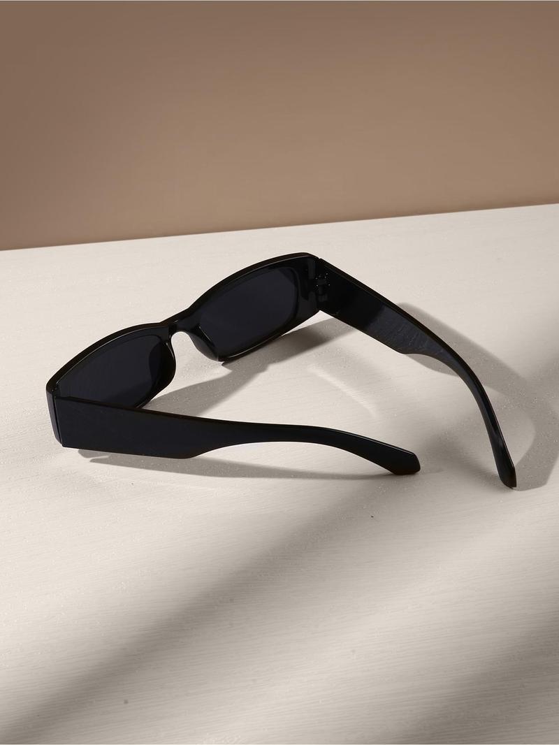 Unisex Vintage Rectangle Frame Sunglasses, Trendy Casual Full Rim Sunglasses for Everyday Use, Fashion Accessories for Outdoor Activities