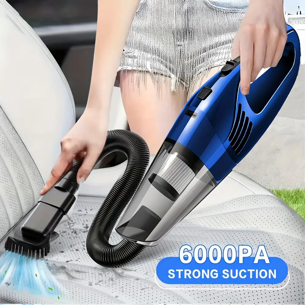 Portable handheld car vacuum cleaner, 1800mAh large-capacity battery, low-noise operation, comes with accessories, suitable for car interior care, home and pet cleaning, wireless car accessories, a girly car accessory gift designed specifically for women
