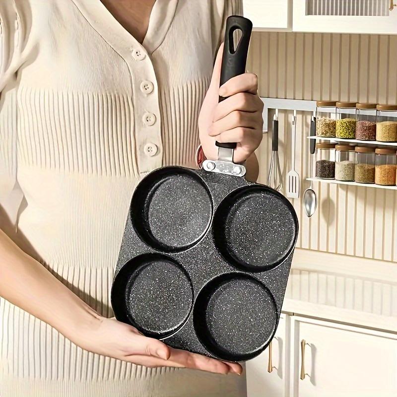 Non-stick Egg Frying Pan, 1 Count Multi-grid Egg Burger Pan with Handle, Multifunctional Frying Pan for Gas & Electric Stove, Nonstick Griddle Cookware, Mr Omelet Pan, Nonstick Cooking Tools