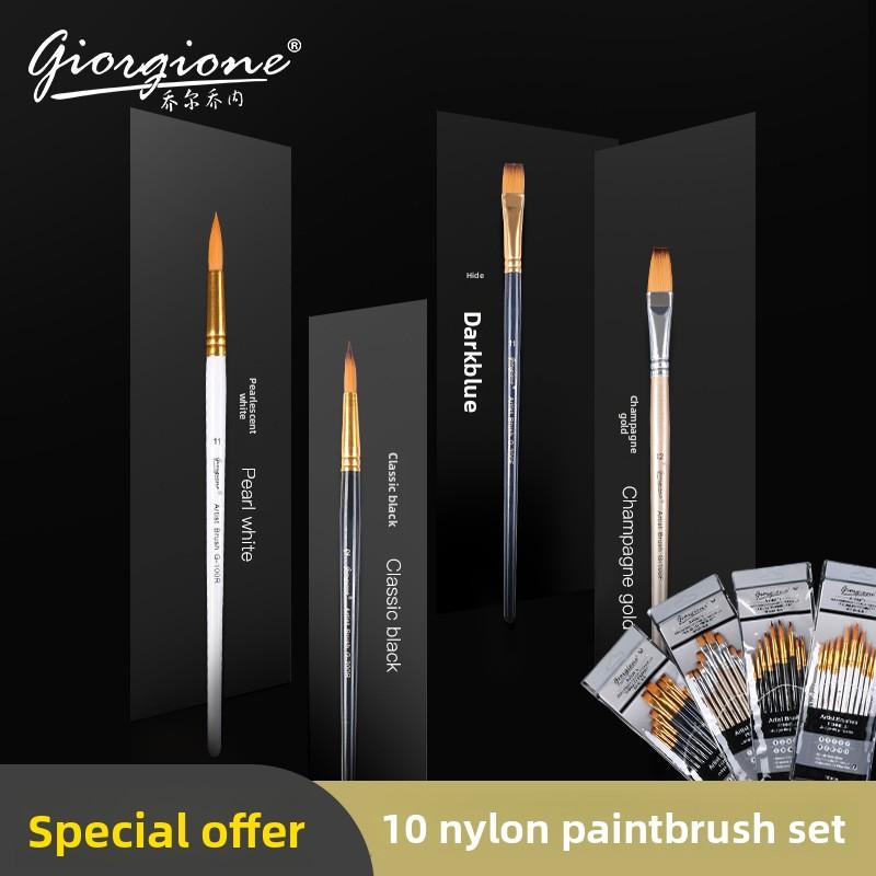 Art 10-Piece Nylon Wool Brush Set for Acrylic & Oil Painting - Perfect Art Supplies for Kids & Beginners - TikTok Viral Art Tools