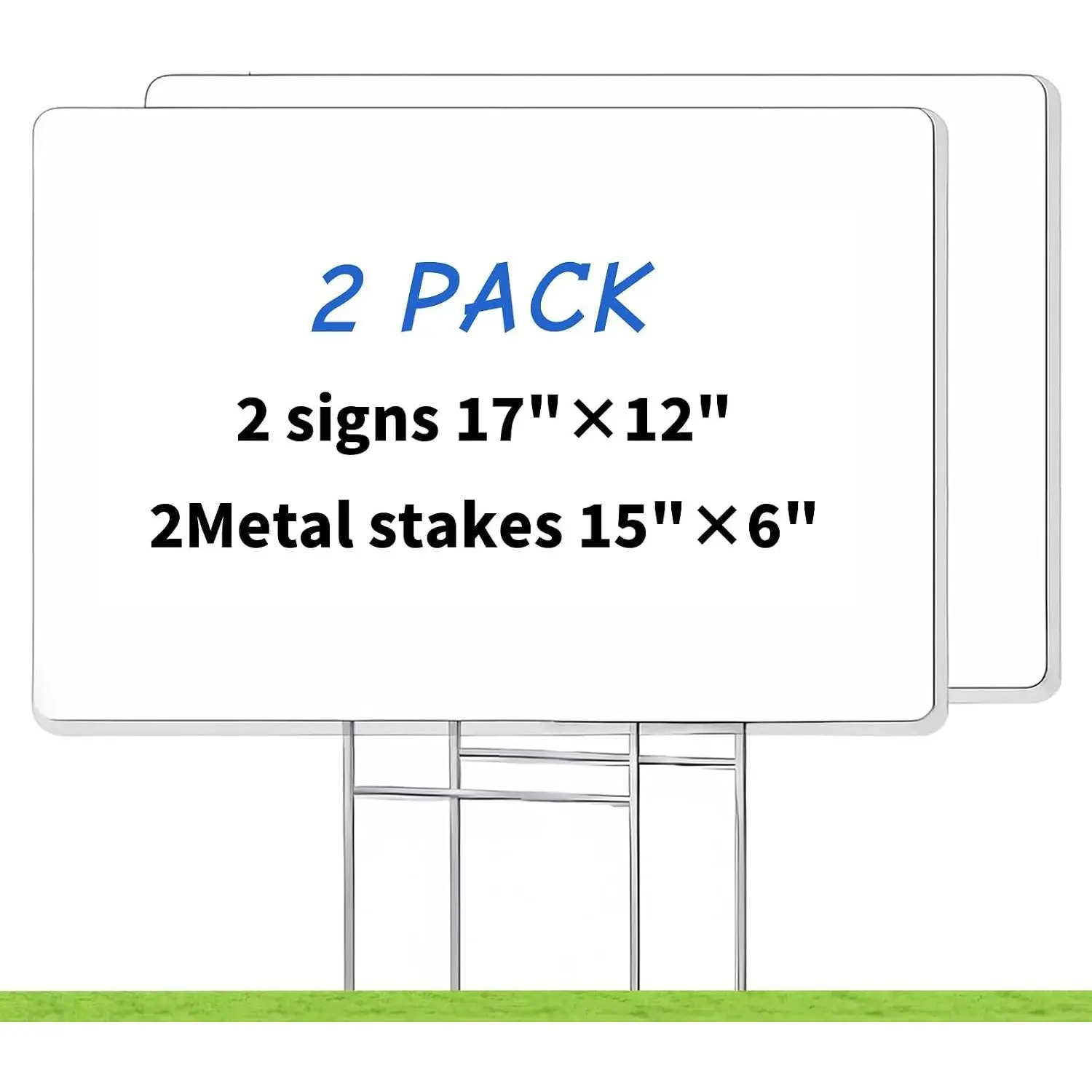 Blank Yard Signs with Stakes, Garage/Yard  Signs, 17''x12'', 2 Pack |  Double Sided Custom Sign with Metal Stakes, GRS Certified Corrugated Plastic Lawn Signs for  Front Door Outdoor