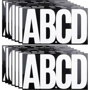 6 Inch Large White Letters Stickers, 76 Pieces Self Adhesive Alphabet Sticker for Mailbox,Door,Truck and Outdoor, Waterproof&Weatherproof Sticky Vinyl Letter Symbol Stickers,14 Sheets