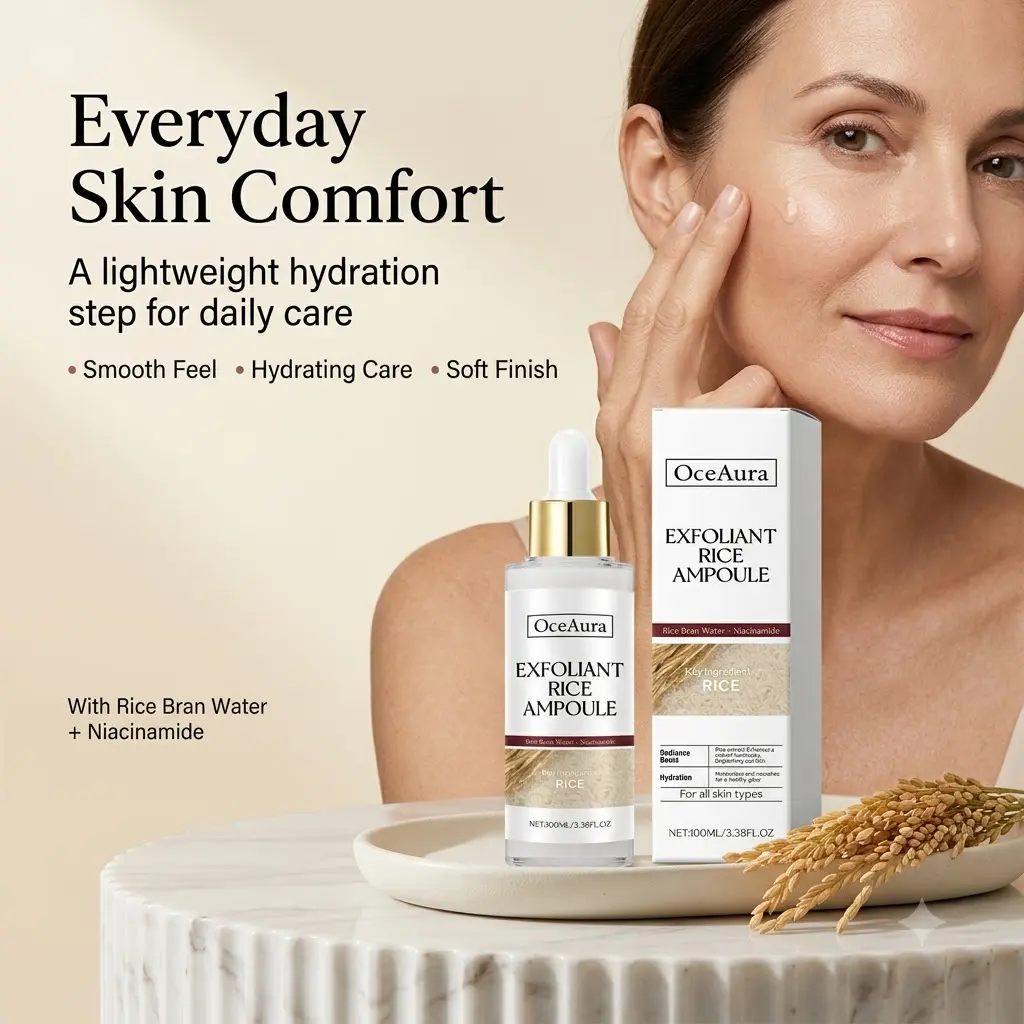 Rice Exfoliating Serum with Salicylic Acid, Hyaluronic Acid and Allantoin, Hydrating Face and Body Skin Care for Dry, Rough-Looking Skin, Daily Smoothing BHA Care for Softer, Radiant-Looking Skin